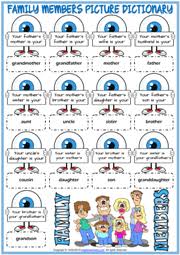 family members esl vocabulary worksheets