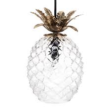 Gold Metal And Glass Pineapple Pendant Light Pineapple Lights Pineapple Decor Pendant Light
