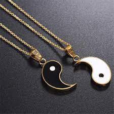2 Pieces Stainless Steel Yin Yang Pendant Necklace For Couples Or Bff Puzzle Piece Necklace Friend Necklaces Bff Necklaces