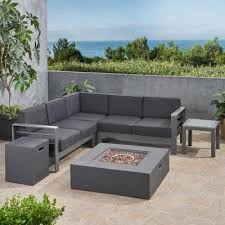 Outdoor sectional with fire pit. Sectional Included Fire Pit Patio Sets Outdoor Lounge Furniture The Home Depot