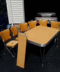 1950s Yellow Formica Table Chrome Atomic W 6 Vinyl Chairs Retro Vintage Vinyl Chairs Retro Chair Dinette Tables