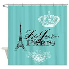 Paris France Teal Shower Curtain Chic French Crown Eiffel Etsy Paris Themed Bedroom Paris Theme Bathroom Teal Shower Curtains