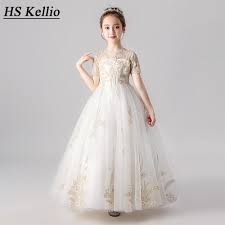 Offrez un rêve éveillé à votre petite fille avec notre thème princesse. Hs Kellio Robe De Demoiselle D Honneur Ivoire Manches Courtes Princesse Petites Filles Robes De Soiree Dentelle Appliques Aliexpress