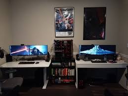 Dual Battlestations Room Setup Gaming Room Setup Gamer Room