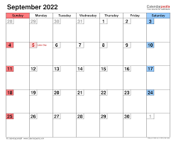 September 2022 Calendar Templates For Word Excel And Pdf