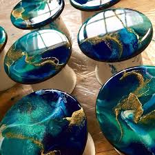 Made To Order Hand Painted Wood Coaster Set Functional Art Resin Art Painting Resin Art Coaster Art