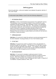 In fact, queen elizabeth i forbad anyone except close members purple's elite status stems from the rarity and cost of the dye originally used to produce it. Defining Genre The Color Purple