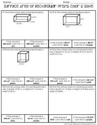 Surface Area Color And Solve Surface Area Surface Solving