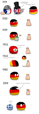 Although it was originally created to mock a polish nationalist who was trolling the board, it has since almost matured and has grown to encompass national stereotypes of many nations. German Money Polandball