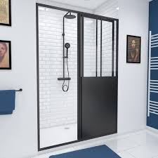Porte De Douche Transparent Coulissante Noir Mat 120 Cm Fabrik Leroy Merlin Porte De Douche Paroi De Douche Paroi De Douche Coulissante