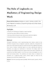 Check spelling or type a new query. Pdf The Role Of Logbooks As Mediators Of Engineering Design Work