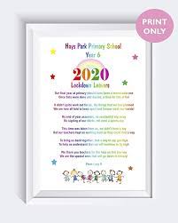 We always update our designs every year with fresh ideas. Personalised Year 6 Lockdown 2020 Leavers Teacher Poem Thank You Print Gift Unframed A4 Amazon Co Uk Handmade Products