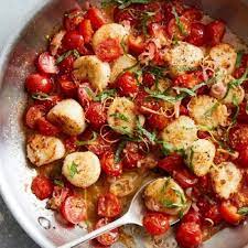 Seared Scallops With Jammy Cherry Tomatoes Recipe Cherry Tomato Recipes Scallops Seared Nyt Cooking