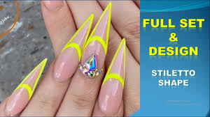 6 acrylic neon nail looks that are a whole summer vibe. Acrylic Nails Long Stiletto Line Design Neon Color Sugaring Youtube