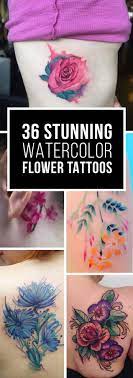 Purple watercolour flower tattoo looks really beautiful so if you want to try them then choose body part like back or rib cage. 36 Stunning Watercolor Flower Tattoos Tattooblend