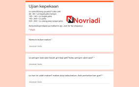 Ujian kepekaan link juga menjadi salah satu pilihan untuk hiburan, docs google ujian kepekaan ini dibuat dengan sangat kreatif, dan menjadi salah satu kegiatan yang sedang diperbincangkan dan. Link Tes Ujian Kepekaan Docs Google Form Novriadi