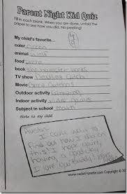 Parents Take Quiz On Their Kids Favorite Things And Leave A Message For Them Curriculum Night Back To School Night Meet The Teacher