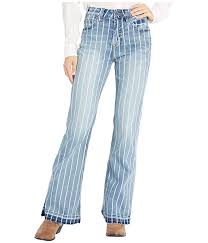 high rise striped trousers in medium wash w8h2533