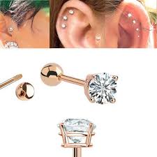 The tragus is a small location and often only one piece of jewelry can be worn on it. 14k Rose Gold Prong Cz Single Earring Cartilage Tragus Helix Earlobe