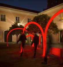 Red Lighting Installation In Lisbon Light Installation Installation Landscape Lighting
