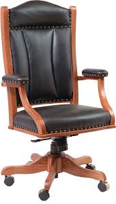 Office Desk Chair With Padded Arms In Solid Hardwood And Leather Or Fabric Ohio Hardwood Furniture