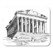 Pillar Black Greek Greece Parthenon Sketch Acropolis Building Mousepad  Mouse Pad Mouse Mat 9X10 Inch | Greece Drawing, Parthenon, Architecture  Drawing Art