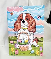 Easter King Charles Spaniel Greeting Card