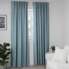 Flower window curtains teal and gray curtain panels watercolor floral leaves drapes grommet room darkening thermal insulated curtains for living room bedroom 52 × 63 inches 2 panels. Tibast Curtains 1 Pair Blue 57x98 Ikea