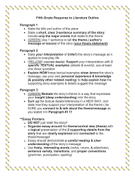 Fifth Grade Response To Literature Outline Essay Outline Essay Prompts Essay Tips