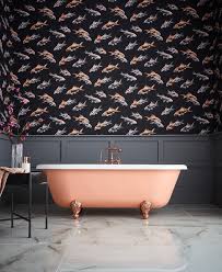 Will we see even sparse spaces as minimalism takes over? Bathroom Wallpaper Yes It Can Work With Moisture The Interiors Addict