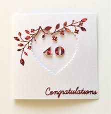 Ruby Wedding Anniversary 40th Anniversary Card By Brindavancrafts Wedding Anniversary Cards Anniversary Cards Valentine Wedding Card