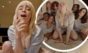 Billie Eilish flashes cleavage as she parties with her girlfriends in bed  in Lost Cause music video | Daily Mail Online