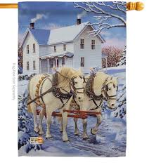 Unique garden and house winter flags. Winter Horses Decorative House Flag More Garden Flags At Flagsforyou Com