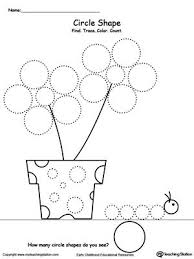 Find Trace Color And Count The Shapes Circle Shapes Worksheet Kindergarten Shapes Worksheets Shapes Preschool