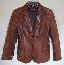 Vintage Jim Mary Lou Leather Jacket Brown 2 Button Blazer Lined Women Large Jimmarylou Basicjacket Clothes Design Basic Jackets Blazer Buttons