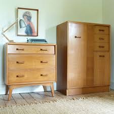 Hanging space, shelves above with glass sliding doors and two drawers below. Vintage Mid Century 1950s G Plan Brandon Light Oak Tallboy Wardrobe Ebay Furniture Teenage Bedroom Furniture Mid Century Inspired Furniture