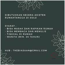 Barang terakhir yang bisa kamu bawa pulang dari kamar hotel adalah pulpen dan notes. Lowongan Kerja Pembantu Rumah Tangga Di Solo Archives Info Loker Solo