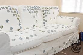 The cushion covers are closed with zippers and are reversible. Hand Stamped Ektorp Sofa Cover Ikea Hack Coffee Vanilla