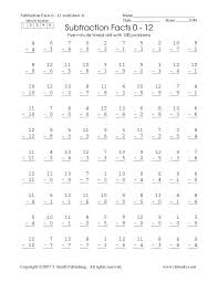 Subtraction Facts 0 12 Worksheet A Name Math Fact Worksheets Fact Fluency Worksheets Math Fact Fluency