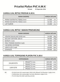 Dalam keterangan ini kami bahas berkenaan gambaran singkat berkenaan plafon pvc, salah satunya tipe plafon sebagai alternatif gypsum atau triplek dengan semua kelebihan yang dipunyai dan jadi alternative material konstruksi saat ini yang lebih. Produsen Plafon Pvc Pricelist Plafon Pvc Vinuslampung Papan Nama Kreatif