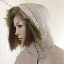 LL Bean Goose Down Beige Puffer Women's Hooded Long Coat Size M