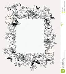 Black And White Vector Black And White Vector Illustration Vintage Frame With Flowers Flower Frame Black And White Flowers Picture Frame Tattoos