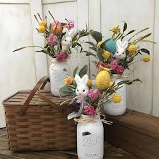 Rustic Easter Table Farmhouse Table Decor Mason Jar Decoration Easter Entryway Decor Ru Farmhouse Easter Decor Diy Easter Decorations Easter Entryway Decor