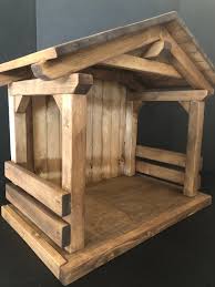 New Mid Size Tall 20 X17 X12 Wood Nativity Stable Creche Manger Gift Ideas Primitive Hors Nativity Stable Christmas Manger Christmas Tree Decorations Diy