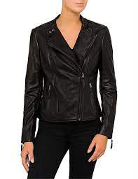 Quilted Shoulder Side Zip Leather Jacket Palazzi Leather Jackets Online Zipped Leather Jacket Leather Jackets Women
