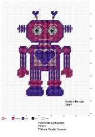 Valentine Girl Robot By Darla S Design Plastic Canvas Patterns Plastic Canvas Canvas Patterns