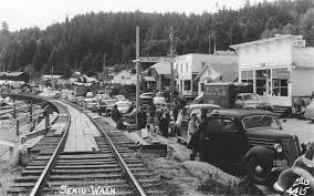 This Scene Photographed In 1947 Shows The Rayonier Railroad Tracks That Ran Along The Edge Of The Bea Sekiu Camping In Washington State Camping In Washington