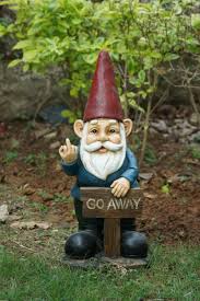 Hi Line Gift Ltd Gnome Holding Go Away Garden Sign Reviews Gnome Statues Garden Signs Gnome Garden