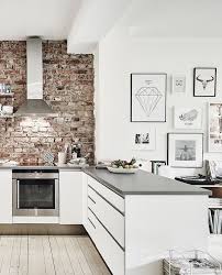 Modern Kitchen With Exposed Brick Brick Wall Kitchen