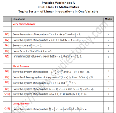 These fact family worksheets are a great resource for children in kindergarten, 1st grade, and 2nd grade. Cbse Class 11 Maths System Of Linear Inequations In One Variable Worksheet Set A
